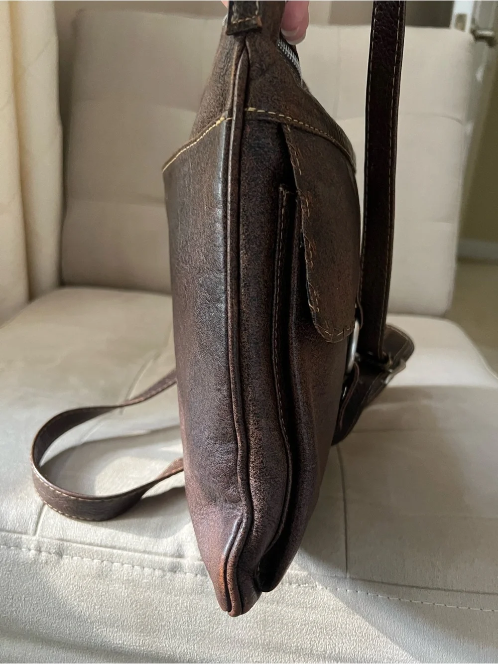 JL Saldivar Vintage Smooth Brown Leather Crossbody Utility Messenger Unisex